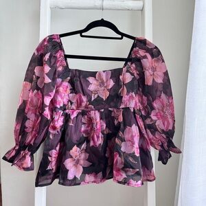 NWT Floral Peplum Top